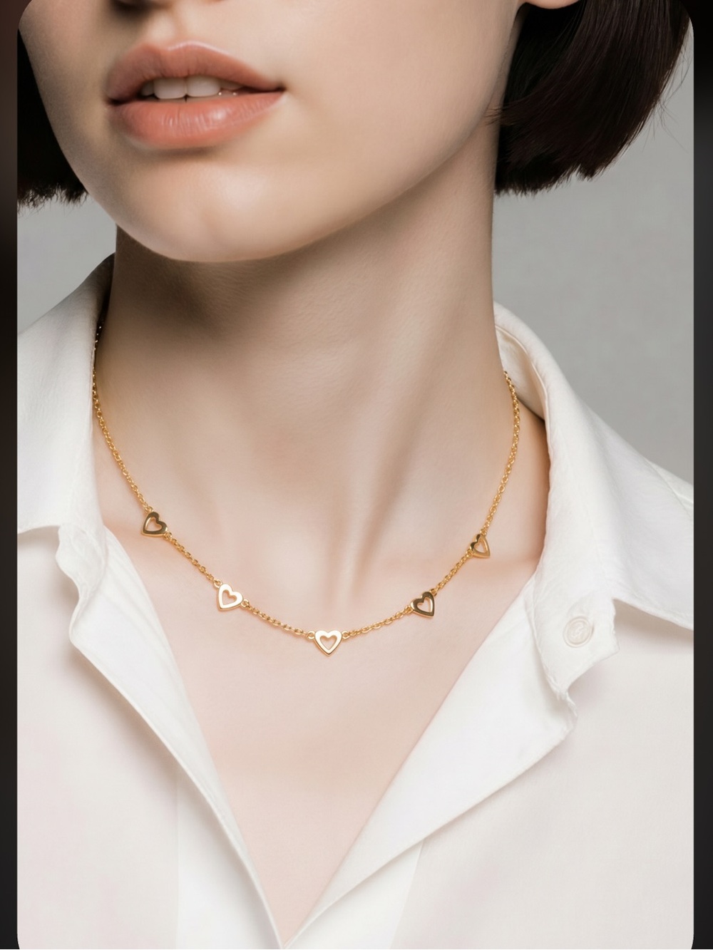 Dainty Heart Necklace, 18K Gold Dipped, Hypoallergenic Jewelry